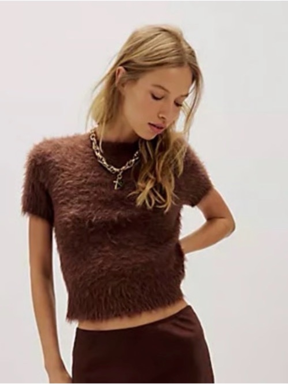 Free  people Alexandra Crushed sweater. NWT. Brunette